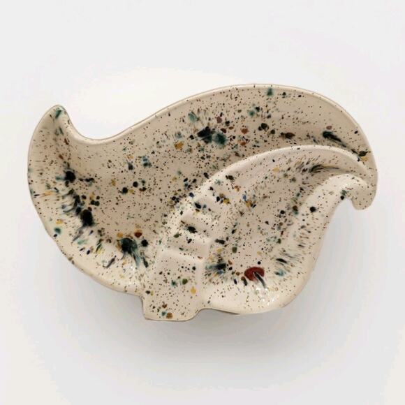 Vintage 1970's Ashtray Mid Century Modern Ceramic Drip Glaze Retro Trinket Tray - Picture 1 of 8